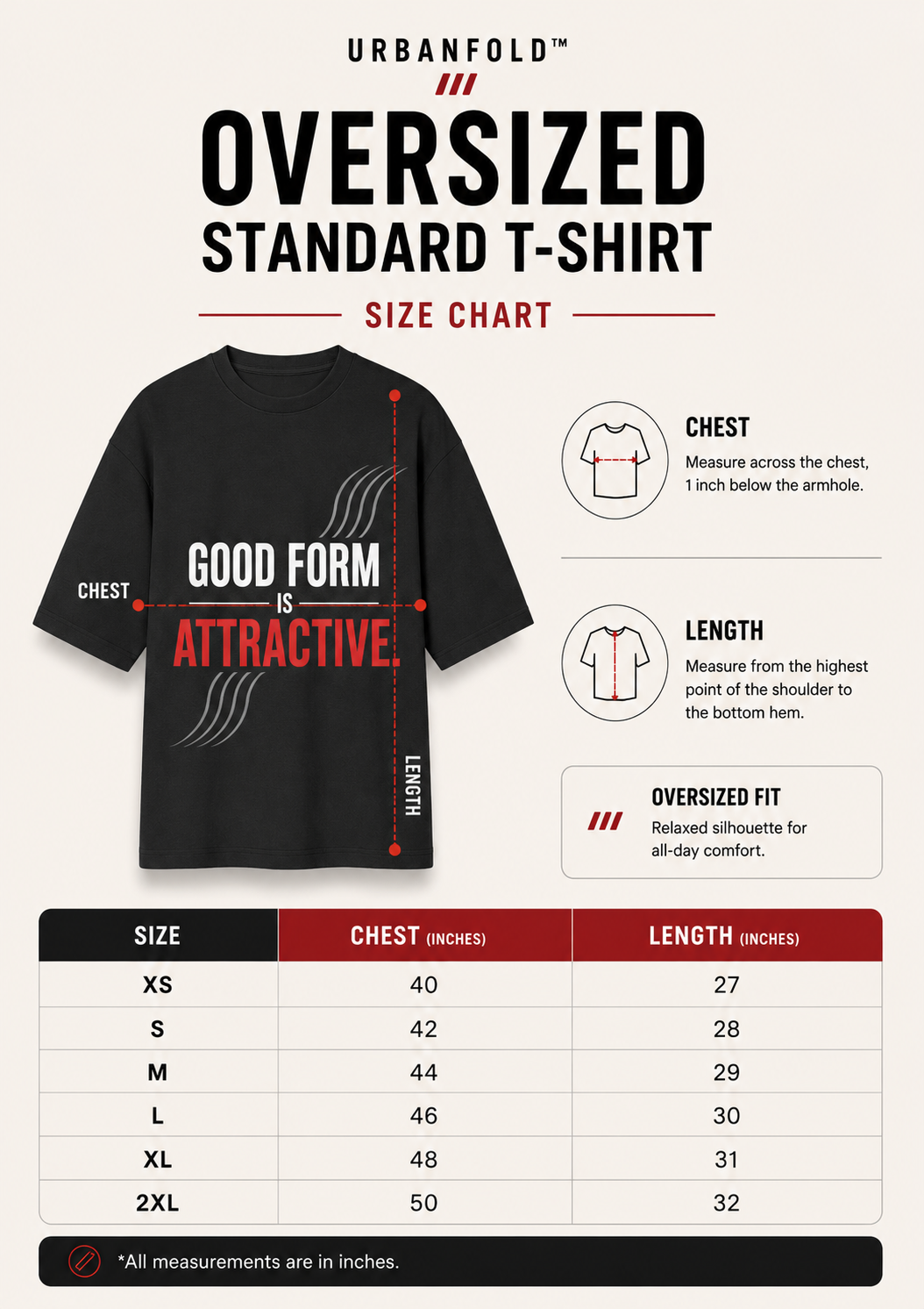 UrbanFold™ Good Form Is Attractive. | Breathable Oversized Tee