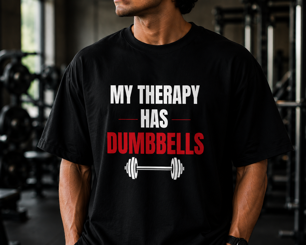 UrbanFold™ My Therapy Has Dumbbells | Essential Oversized Tee