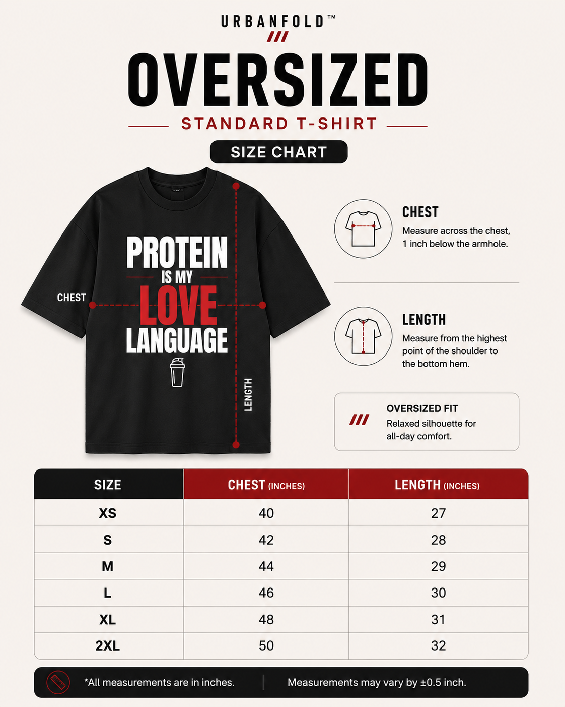 UrbanFold™ Protein Is My Love Language |Essential Oversized Tee