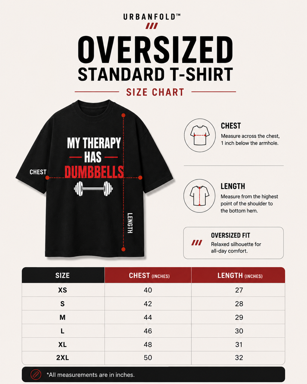 UrbanFold™ My Therapy Has Dumbbells | Essential Oversized Tee
