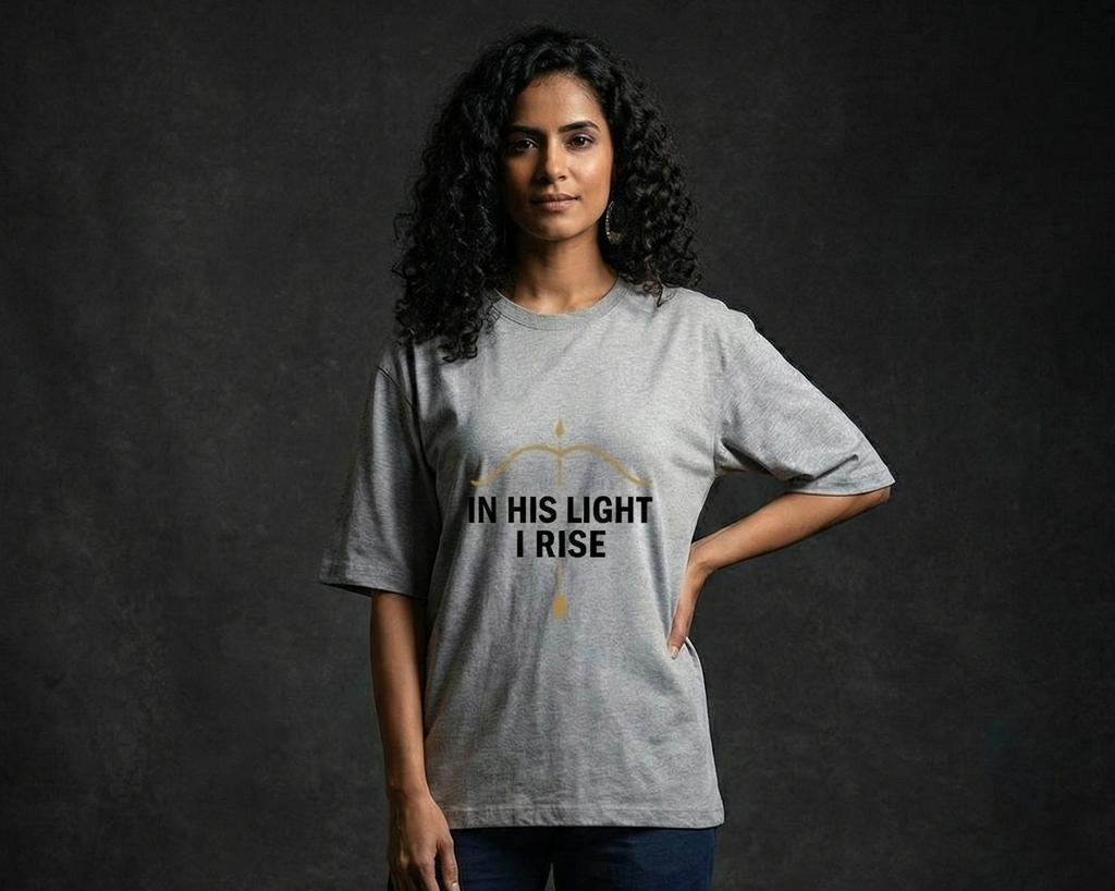In His Light I Rise – Unisex Oversized T-Shirt